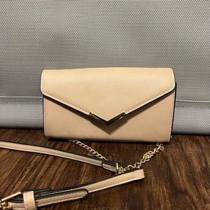Small beige cross body purse